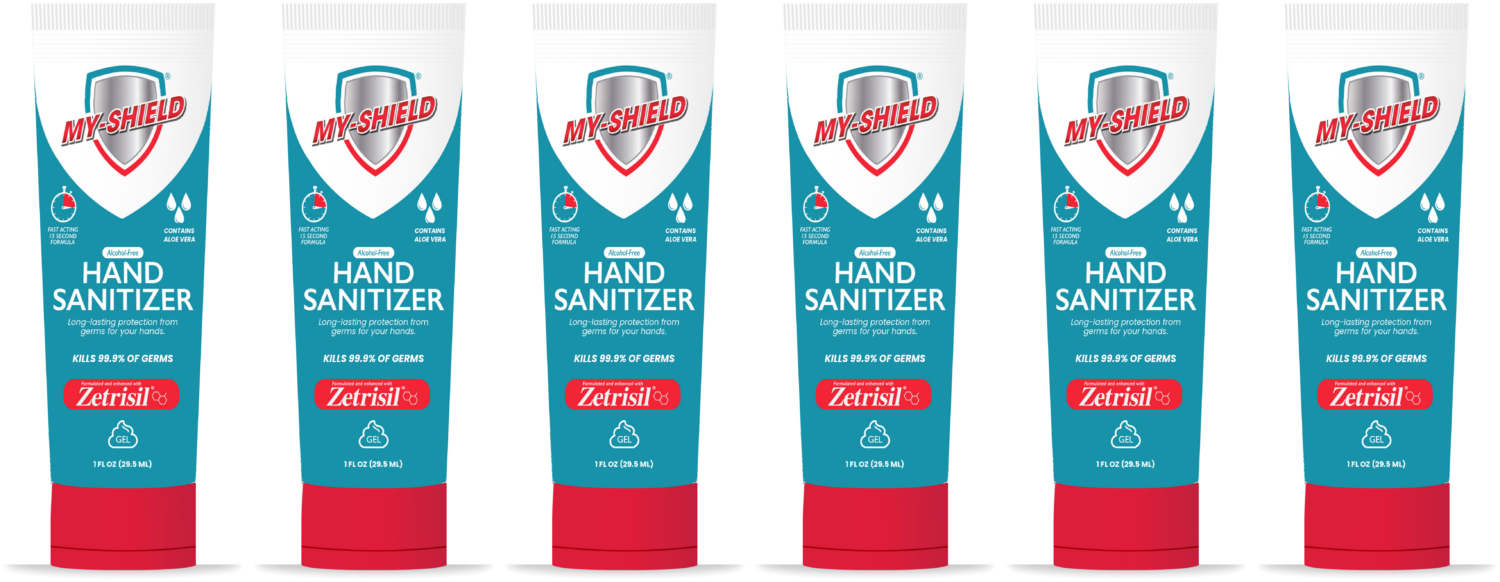 My-shield Hand Sanitizer Gel 1oz travel tubes (6 pack) w/Zetrisil - Image 2